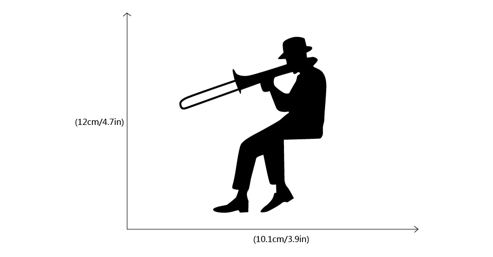 Человек, играющий тромбон силуэт светильник переключатель Стикеры Музыка Wall Art Виниловые наклейки на стены Стикеры s Материал музыкальная комната акустика студия звукоизоляция Спальня домашний декор