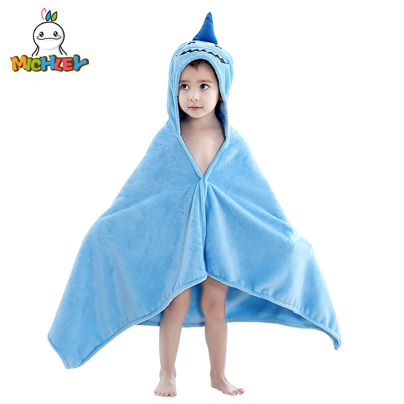 Preise MICHLEY Baumwolle Cartoon Baby Bad Handtuch Weiche Kapuze Bademantel Niedlichen Tier Form Shark Muster Kinder Mantel Kinder Decke 90*90cm