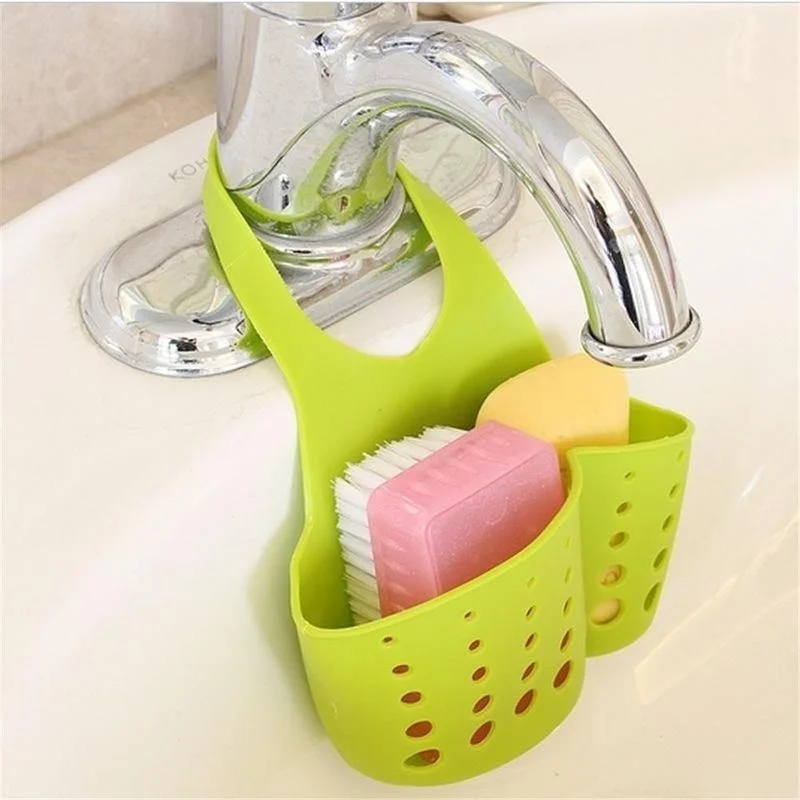 Kitchen Sink Sponge Holder Bathroom Hanging Strainer Organizer Exquisite Rack(Random Color