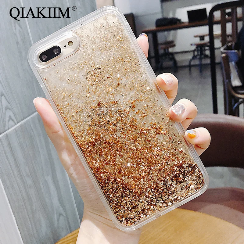 Bling Luxury Transparent Flowing Gold Foil Liquid Phone Case For iphone 6S 6 7 8 plus X XS 11 MAX XR Quicksand Cover Capa Fundas