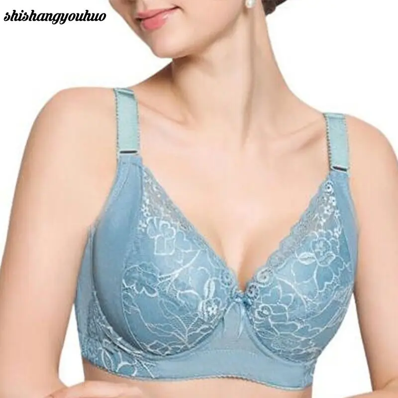 

2019 Plus Size Bra Women Sexy Lace Push Up Bras Cotton Full Cup Super Gathering Thin Cup C D E New