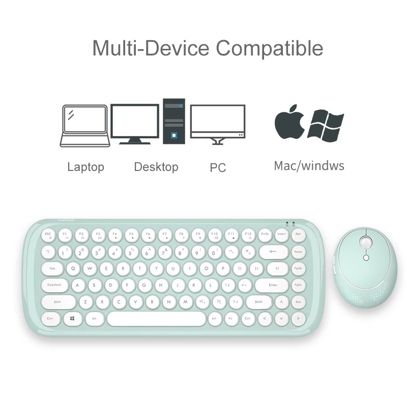 2.4G USB Wireless Mini Keyboard Mouse Combo Candy Round Button Keyboard Mouse For Macbook Lenovo Dell Asus HP Laptop PC Computer