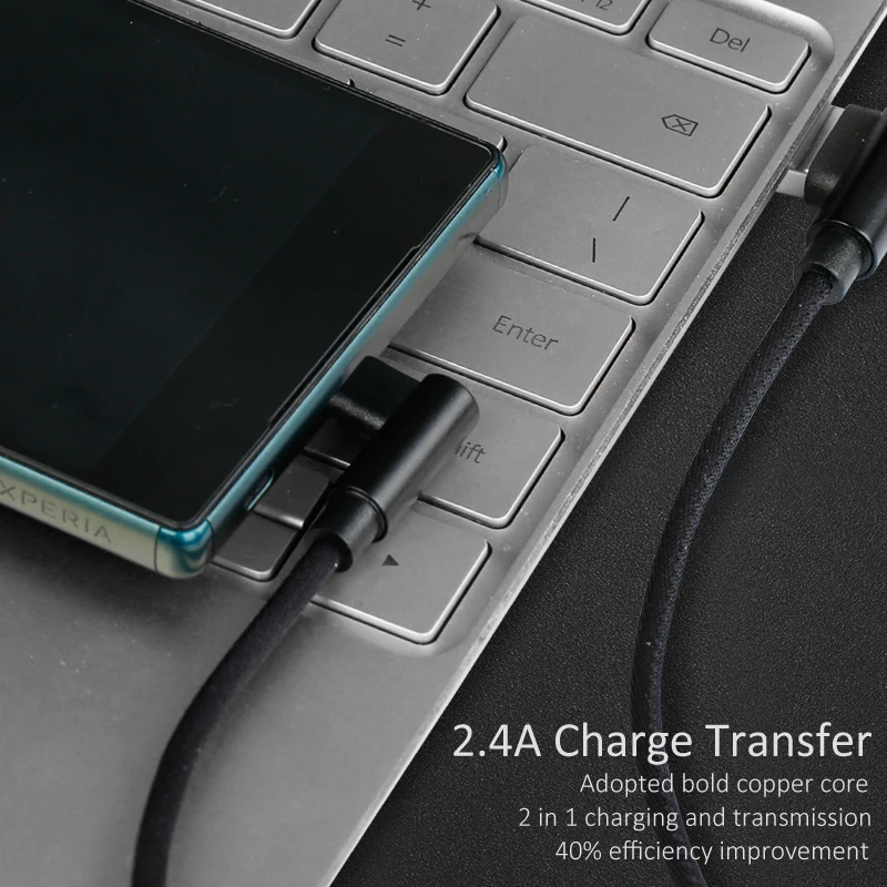 GUSGU Micro USB кабель 90 градусов локоть нейлоновый Плетеный Кабель-адаптер для зарядки для samsung huawei Xiaomi L Тип изогнутый шнур синхронизации данных