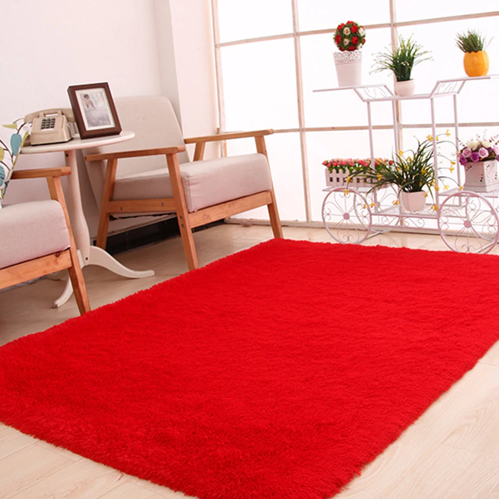 10 Цвета 120x160 см большой плюшевые мохнатые Утолщаются мягкие ковровая зона ковры коврики для столовой Гостиная спальня офис - Цвет: Red