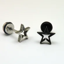 10 мм стальная звезда серьги гвоздики модные ювелирные изделия сталь и анодированный черный цвет на выбор