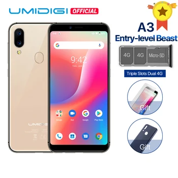 Перейти на Алиэкспресс и купить UMIDIGI A3 Смартфон с четырёхъядерным процессором Android 9,0, ОЗУ 2 Гб, ПЗУ 16 Гб, 12 Мп + 5 Мп