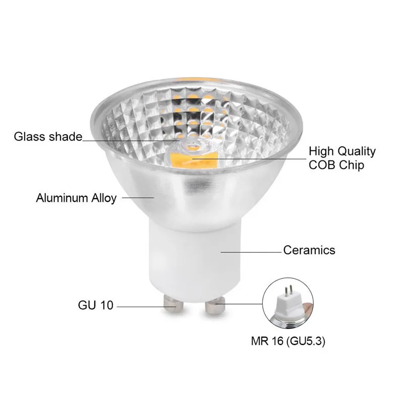 Сверхъяркий Регулируемый GU10 MR16 GU5.3 кри удар 5 W светодиодный лампа AC85-265V/DC12V прожектор теплый белый/холодный белый светодиодный светильник