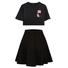 FADUN/ костюм с короткой юбкой с изображением свиньи футболка с короткими рукавами и короткая юбка повседневный комплект из двух предметов для девочек, XXL