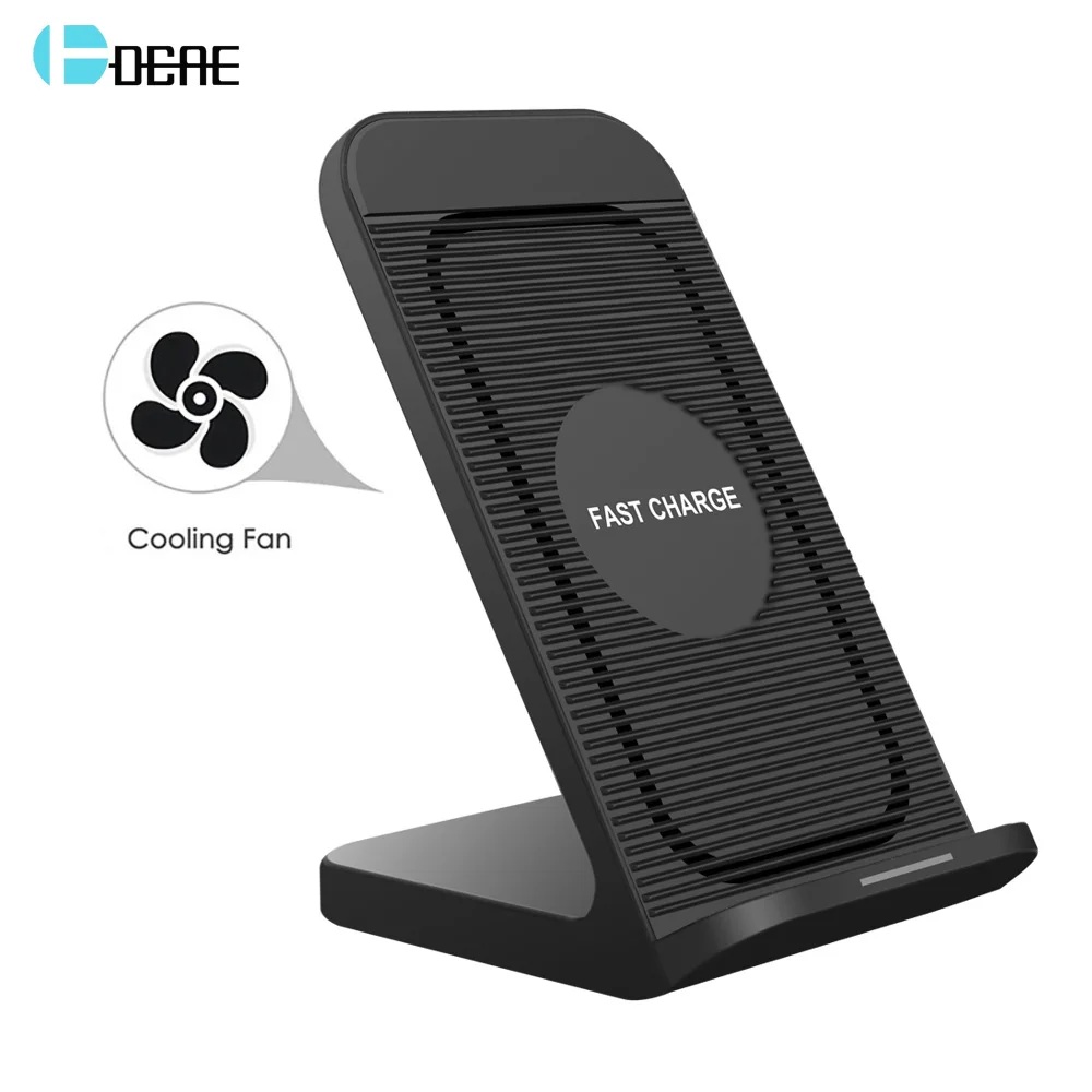 DCAE Fast Qi Wireless Charger 10W Quick Charge Stand Dock Holder With Fan for iPhone 8 X XS MAX XR Samsung S9 S8 Plus Note 9 8