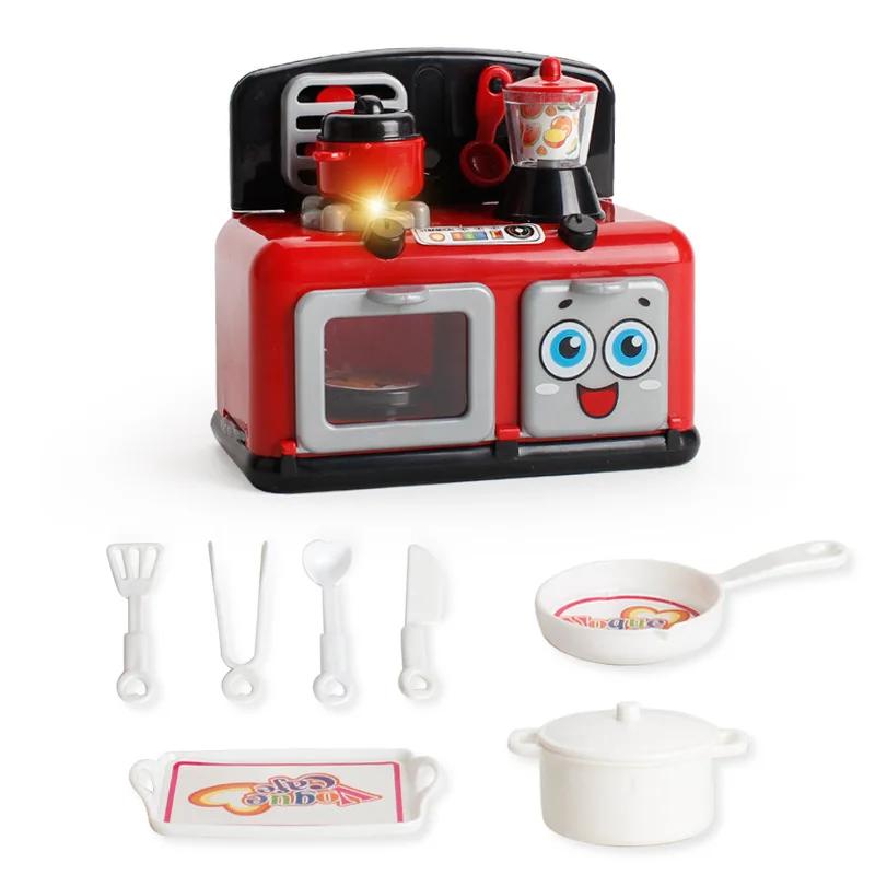 Миниатюрный Кухня Пластик вид пищевой реквизит для детей игрушки со светом Детская игрушечная кухня с посудой комплект Кухня моделирование прибор