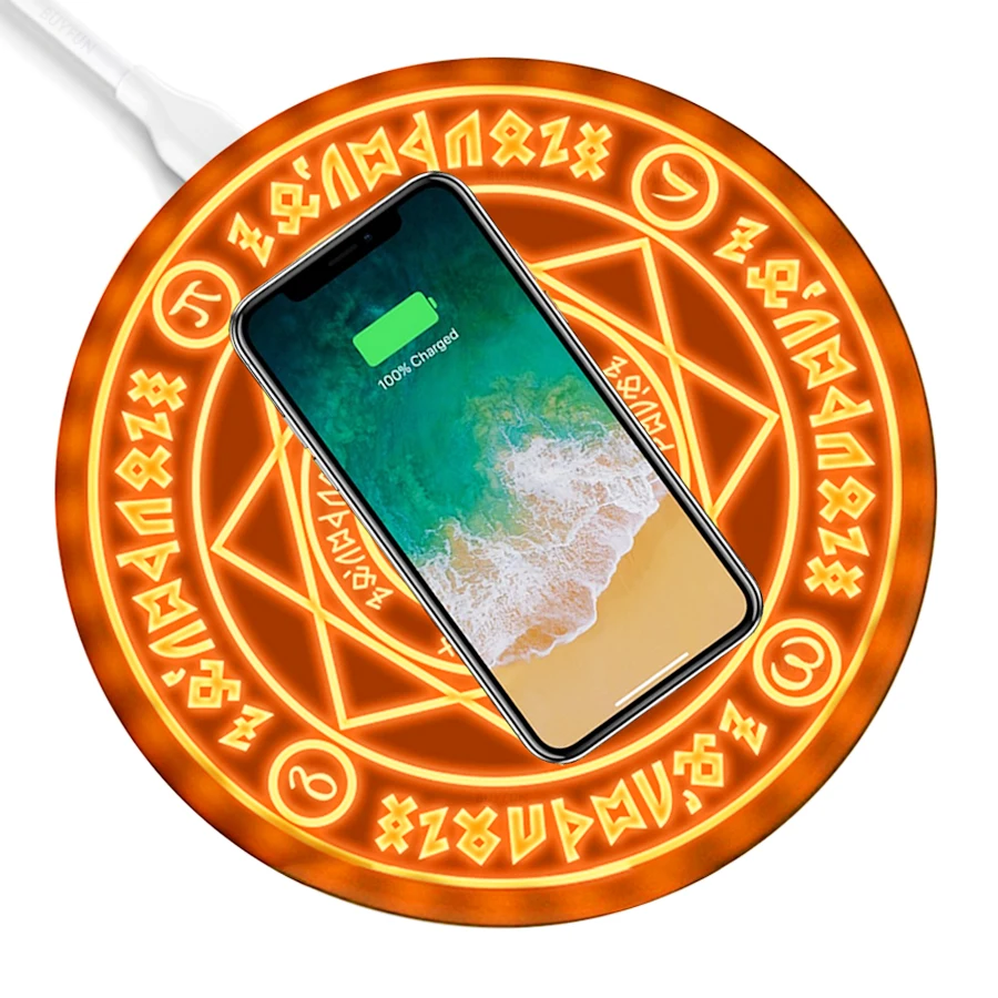 

Universal Magic Circle Wireless Charger Qi Wireless Charging Pad for iPhone X 8 Samsung S9 S8 Plus Huawei Mate20 Glowing Charger
