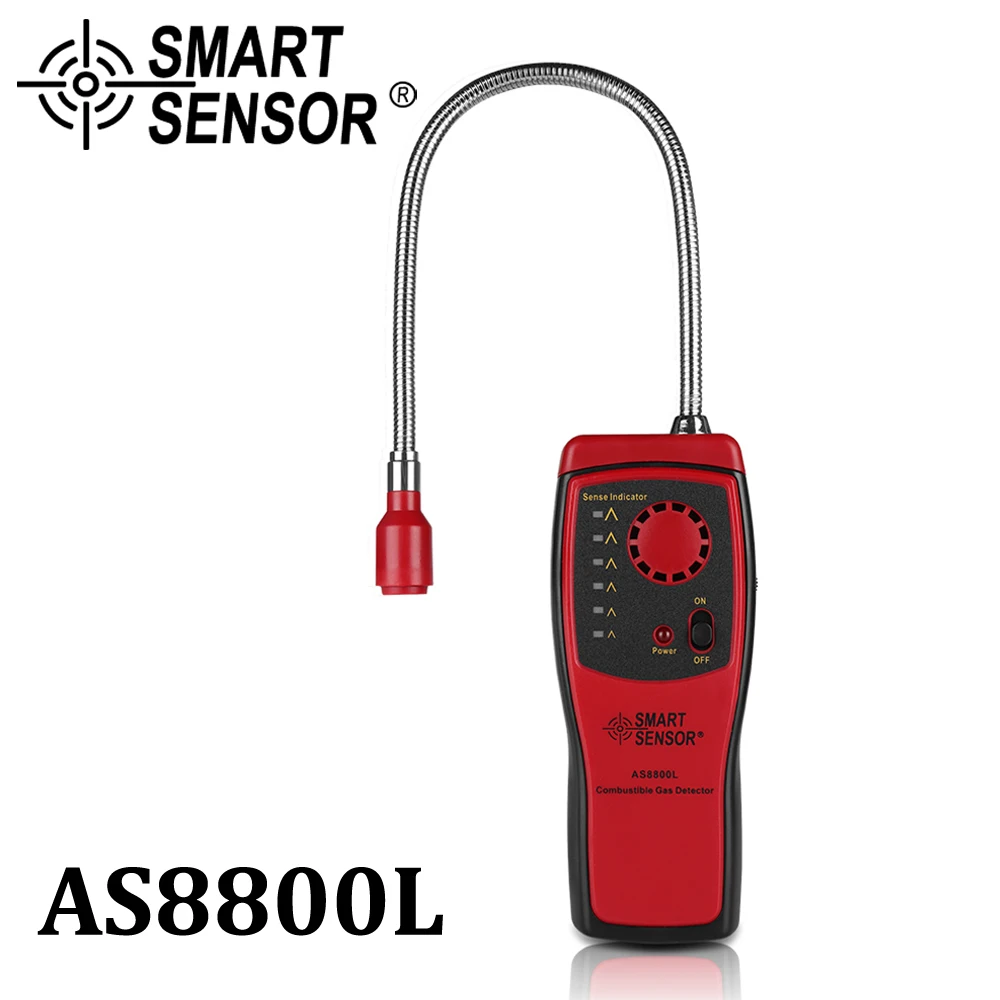 Comprar Analizador de Gas detector de gas Combustible Puerto inflamables fuga de gas natural ubicación determinar Tester medidor de sonido de alarma luz AS8800L