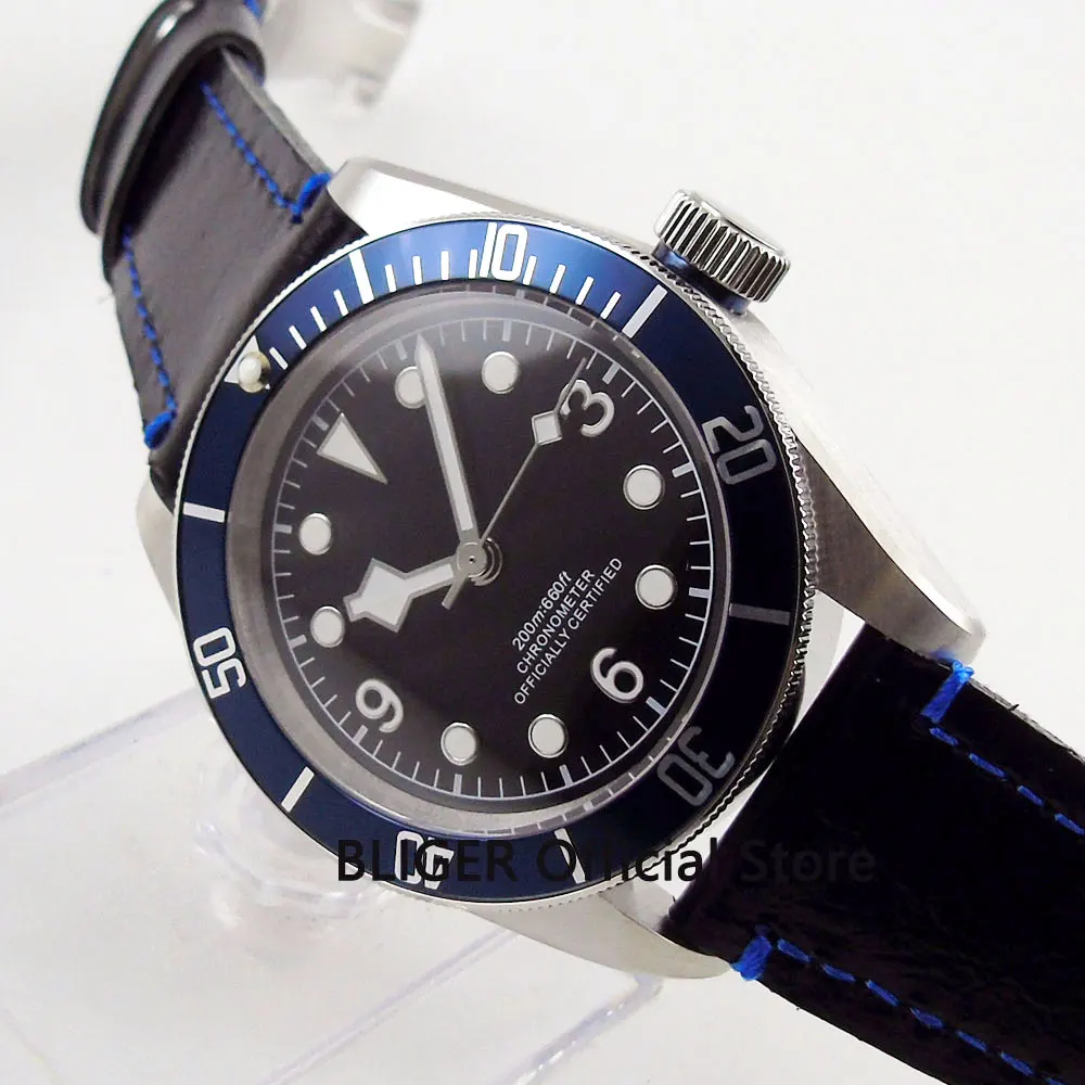 

Sapphire Crystal 41MM Men's Watch Sterile Dial Blue Rotating Bezel 21 Jewels MIYOTA Automatic Movement Wristwatch