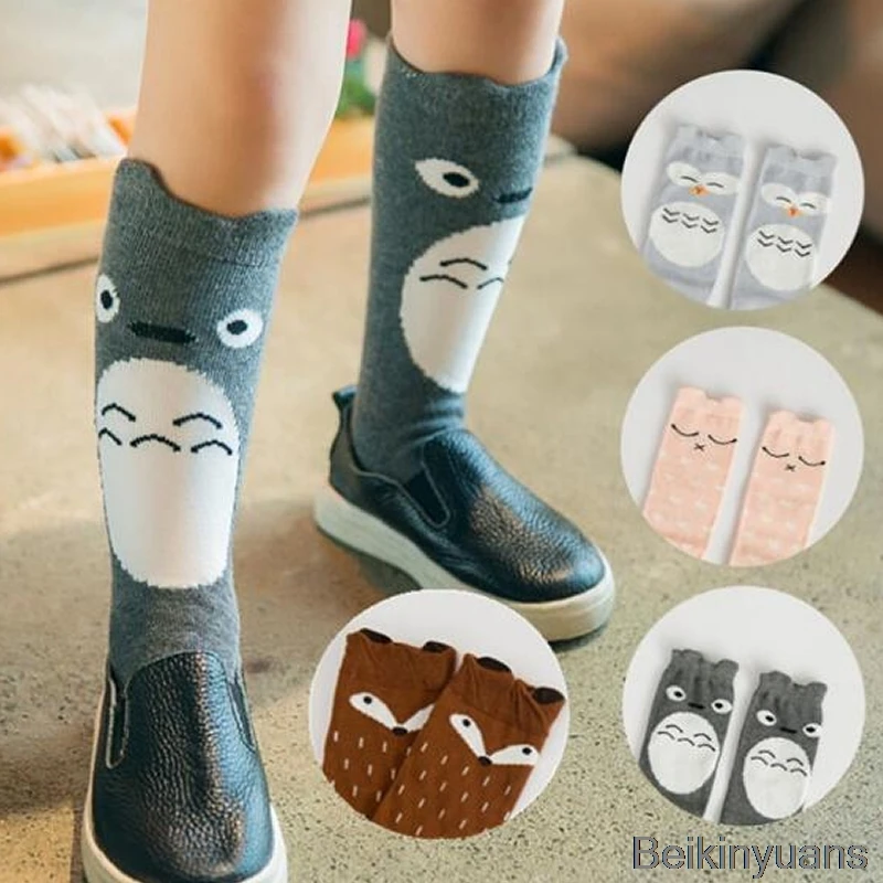 1 pair male baby girl socks warm cartoon fox cotton cute knee socks unisex fashion cartoon baby warm boots socks cartoon
