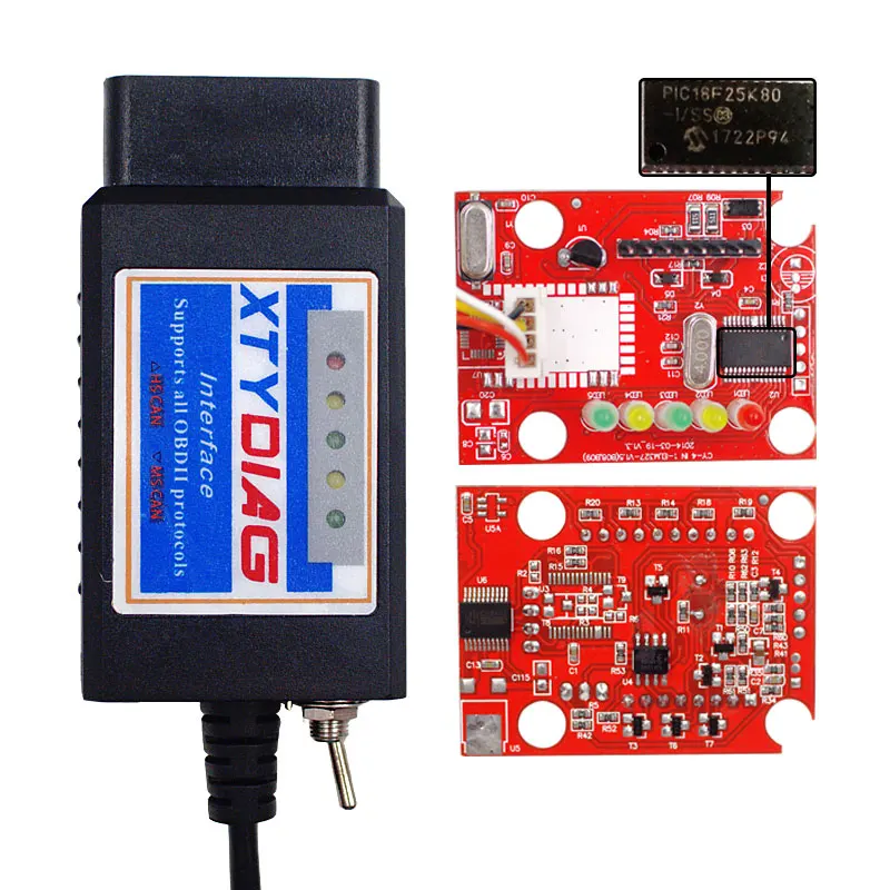 Новейший PIC18F25K80+ FTDI чип ELM327 V1.5 USB Переключатель ELM 327 HS CAN/MS CAN для Forscan OBD2 диагностический инструмент сканер кода