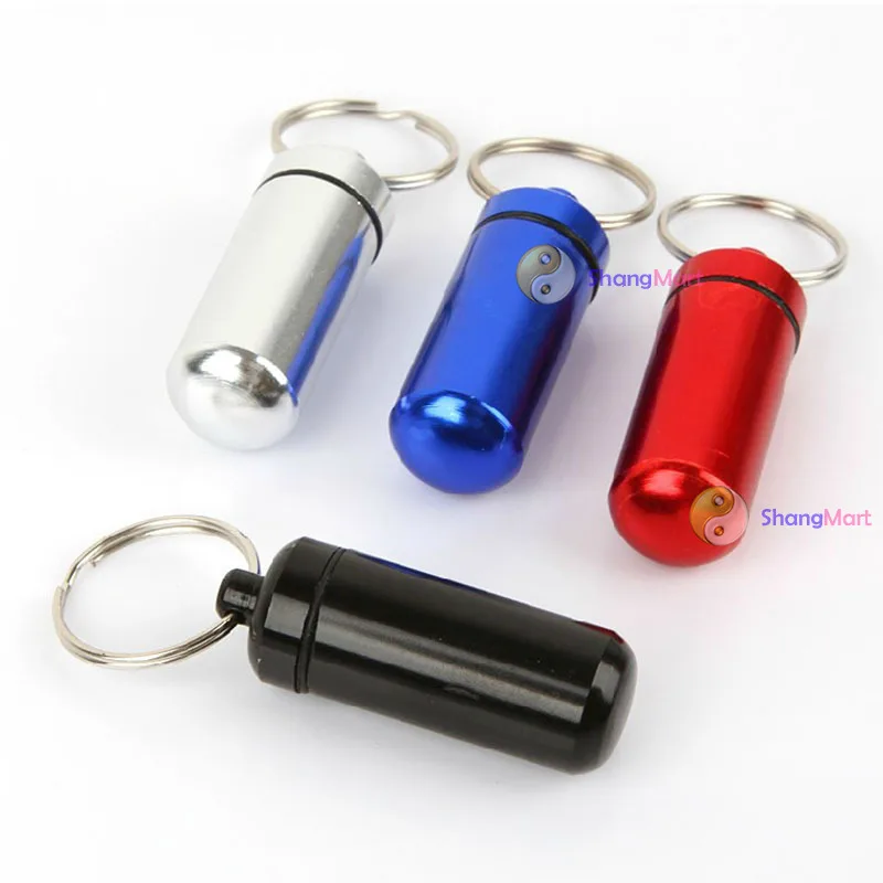 ShangMart original brand Aluminum Pill Box Case Bottle Holder Container Keychain Cheaper! | Дом и сад