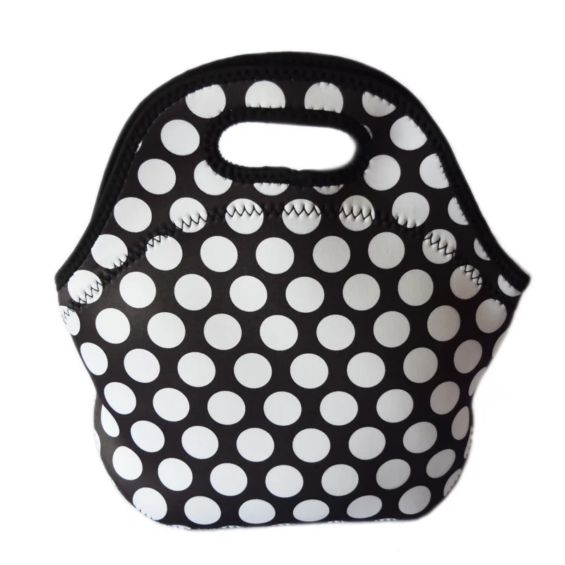 white dot thermal lunch bag bolsa termica neoprene office box for kids picnic food lunchbox insulated cooler bags |