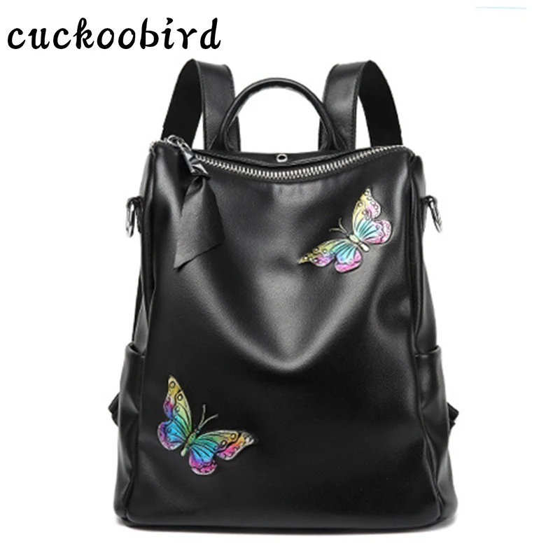 

Butterfly Pattern Women's Backpacks Girls School Bags for Female Genuine Leather Women Travel Back Pack Fashion Unique Bags