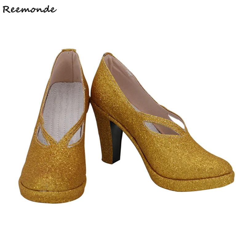 

Game LOL KDA Shauna Vayne Shoes Cosplay Costume The Night Hunter Gold High Heels Boots Shoes Women Girls Shoes Casual K/DA Cos