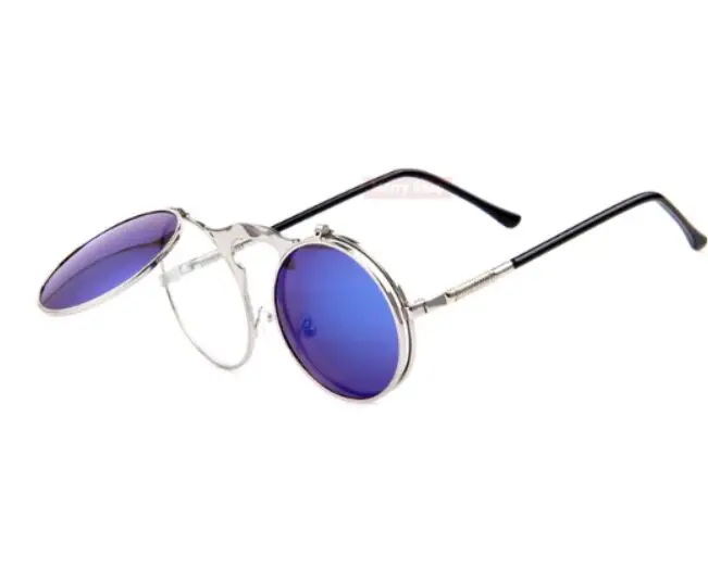 Круглые дизайнерские женские солнцезащитные очки в стиле панк с металлическим покрытием