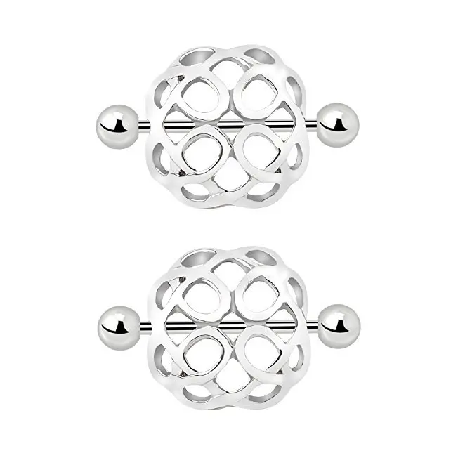 Unique Nipple Shield Hollow Silver Plated Nipple bar Ring Piercing