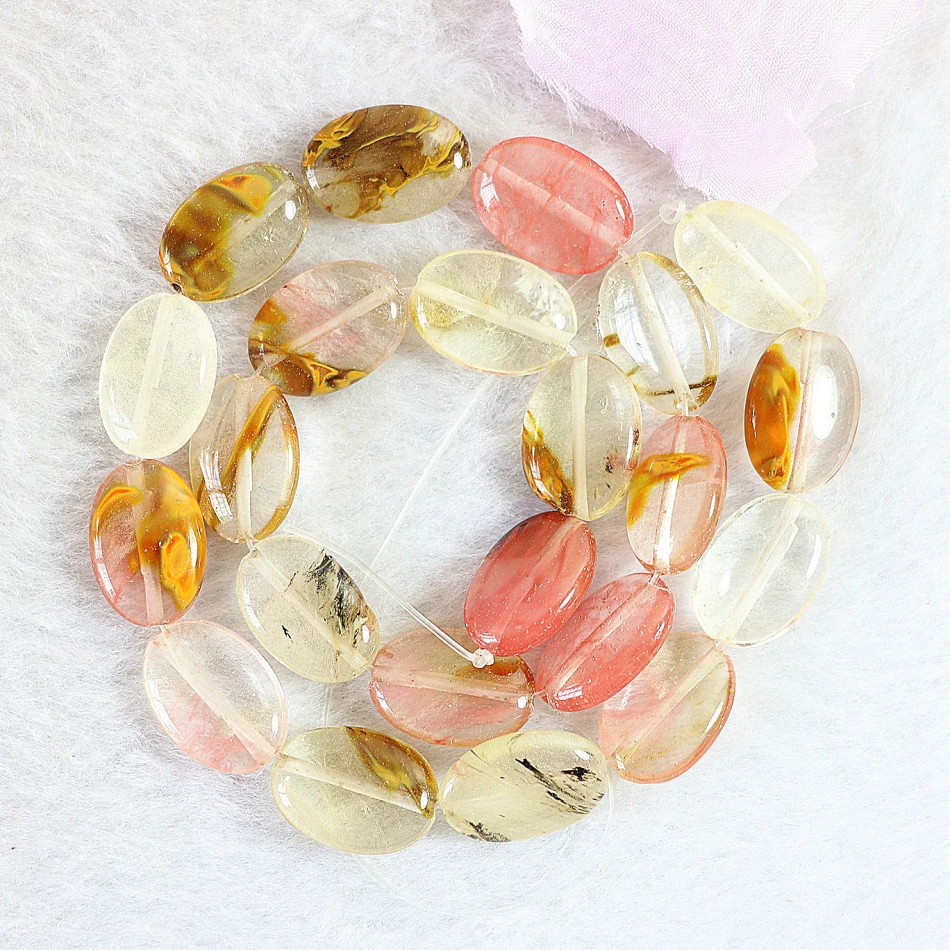

Beautiful watermelon tourmaline crystal stone 13*18mm newly oval diy high grade jewelry making 15" B494