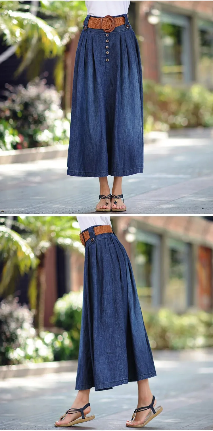 Ankle Length Long Denim Skirt