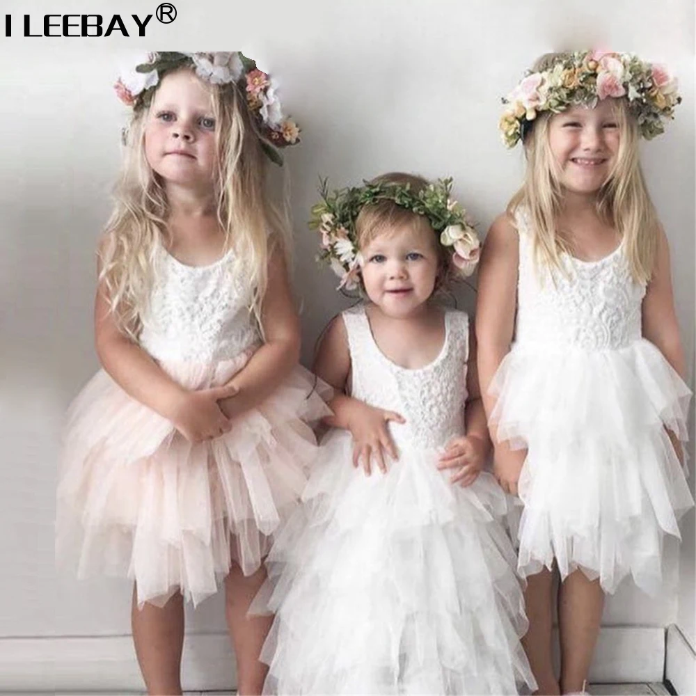 

New Arrivel 2018 Cute Princess Tutu dresses for Baby Girls Lace Cake Dress Flower Girl Vestido Fashion Party Clothing for 2-6y
