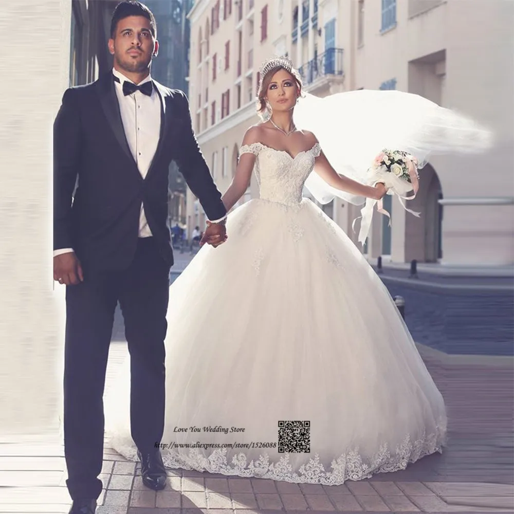 

Gorgeous Arabic Wedding Gowns Turkey Bride Dresses 2017 Lace Ball Gown Wedding Dress Corset Back Vestido de Noiva Plus Size