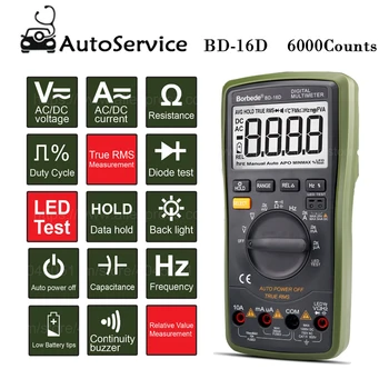 

Precision Digital Multimeter 6000 Counts Auto-range LCD DC AC Resistance Capacitance LED high-voltage output True RMS Tester