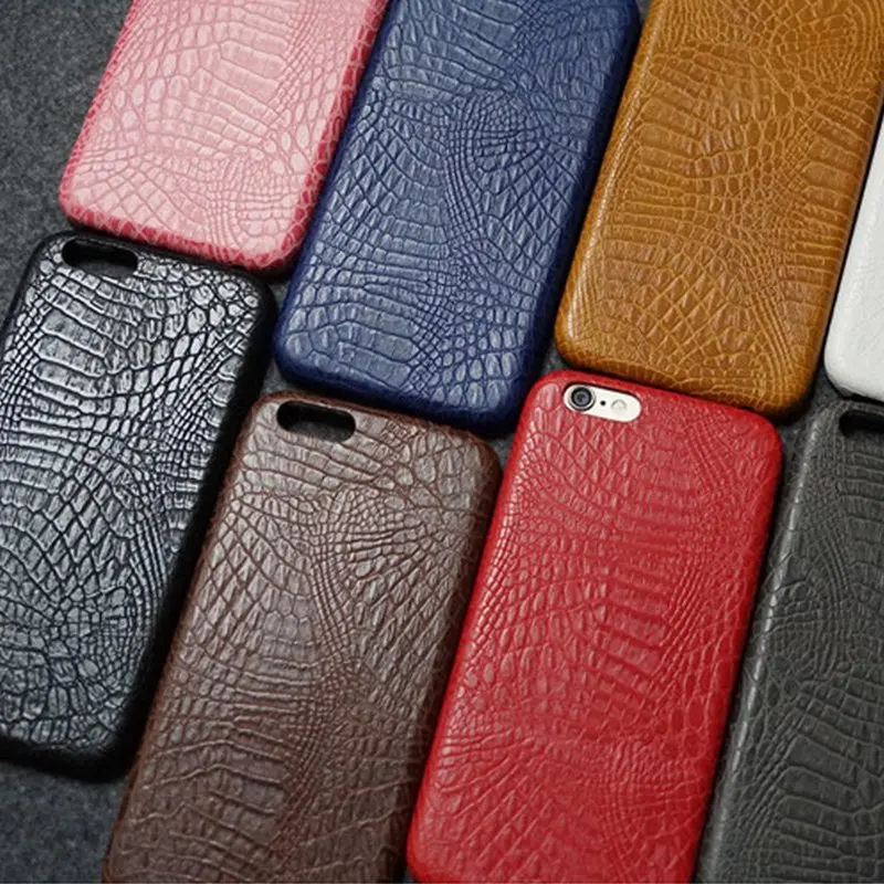 

Pink Retro Crocodile Leather Phone Case for iphone XS Max XS XR X Brown Anti-fall Soft Cover 6 6S 7 8 Plus