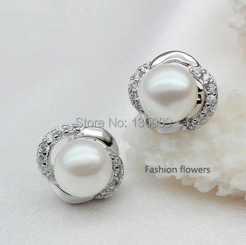 Flower 9 10mm White Real Pearl Stud Earrings Natural Freshwater Flower 9 10mm White Real Pearl Stud Earrings Natural Freshwater Cultured 925 Sterling Silver Wedding Gift Free Shipping In From Jewelry