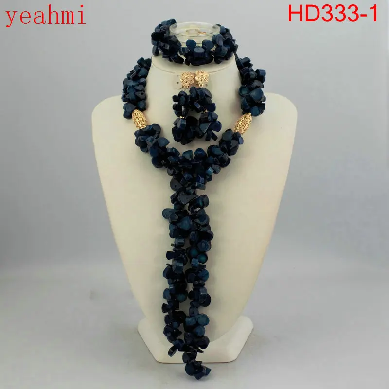 Нигерийские коралловые ювелирные наборы Коралловые бусы ожерелье набор нигерийские Африканские свадебные Бусы Ювелирные наборы HD333-1 - Окраска металла: HD333-1
