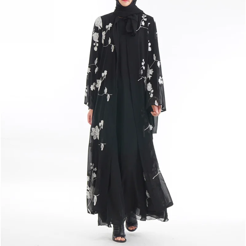 

New black arab dubai abaya summer embroidered ladies kaftan dresses islamic long sleeve muslim dress islamic dress
