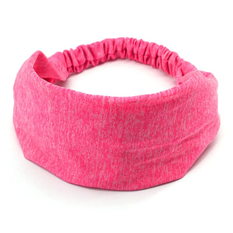 1 шт. в продаже Женская лента для волос при занятиях йогой спортивная повязка на голову женская мужская тюрбан головная повязка для волос широкая эластичная повязка на голову - Цвет: neon pink
