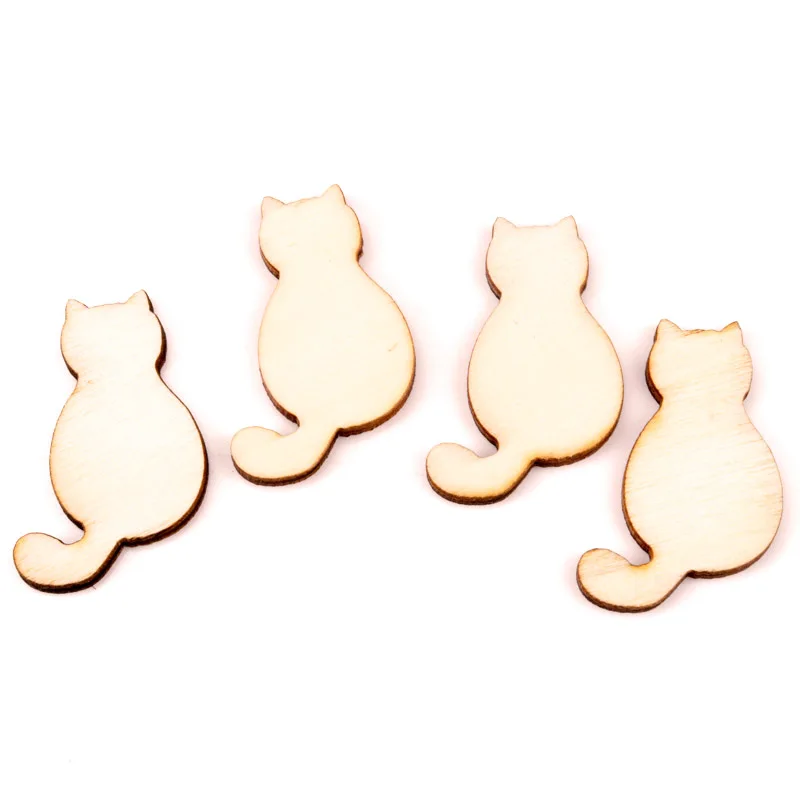 23x35mm 30pcs Natural Cat Pattern Wooden Scrapbooking Art Collection Craft For Handmade Accessory Sewing Home | Дом и сад