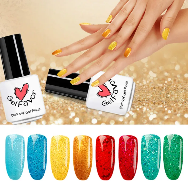 

Gelfavor 7ML Nail Art Nail Gel Polish Bule Red Diamond series Shimmer Nail decoration Soak off Primer color coat for manicure