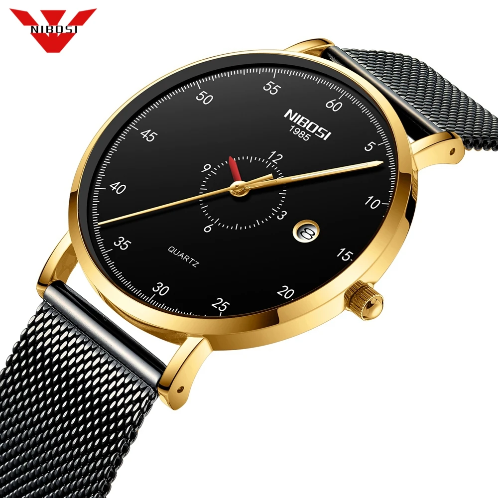 NIBOSI для мужчин s часы лучший бренд класса люкс для мужчин's повседневное водостойкие часы для мужчин ультра тонкий кварцевые