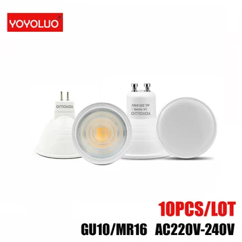 

[YOYOLUO]10pcs/Lot LED Light Bulb Spotlight GU10 MR16 6W 220V COB Chip Beam Angle 24 120degree Spotlight LED Lamp For Table Lamp