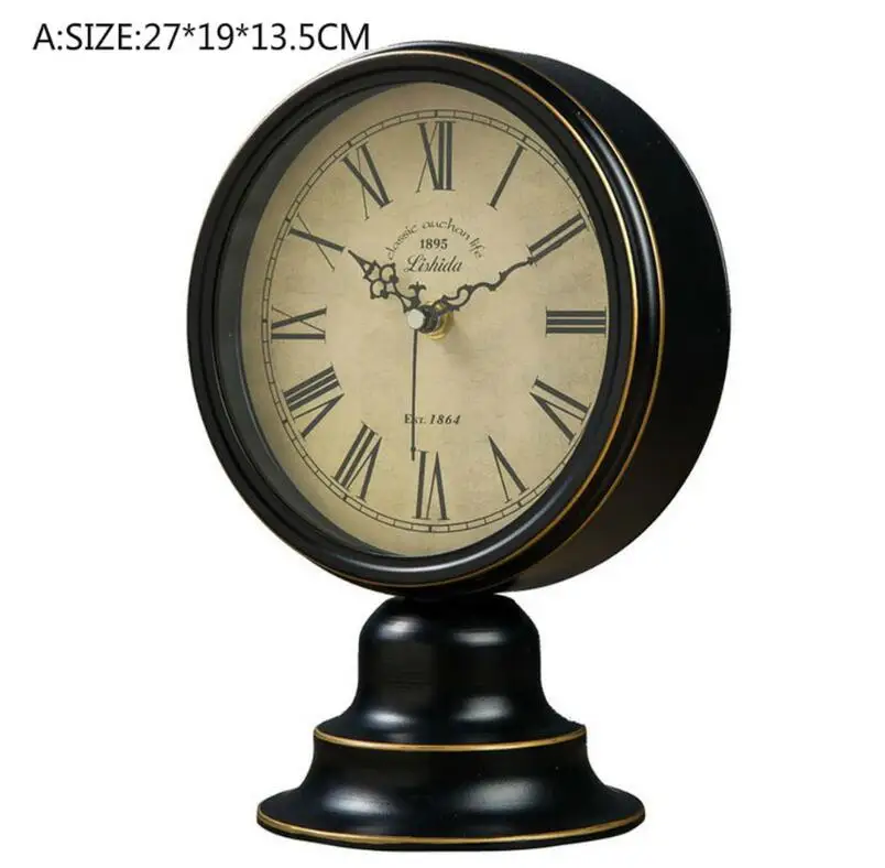 

American clock double-sided clock table clock bedroom European retro sitting room decoration simple large