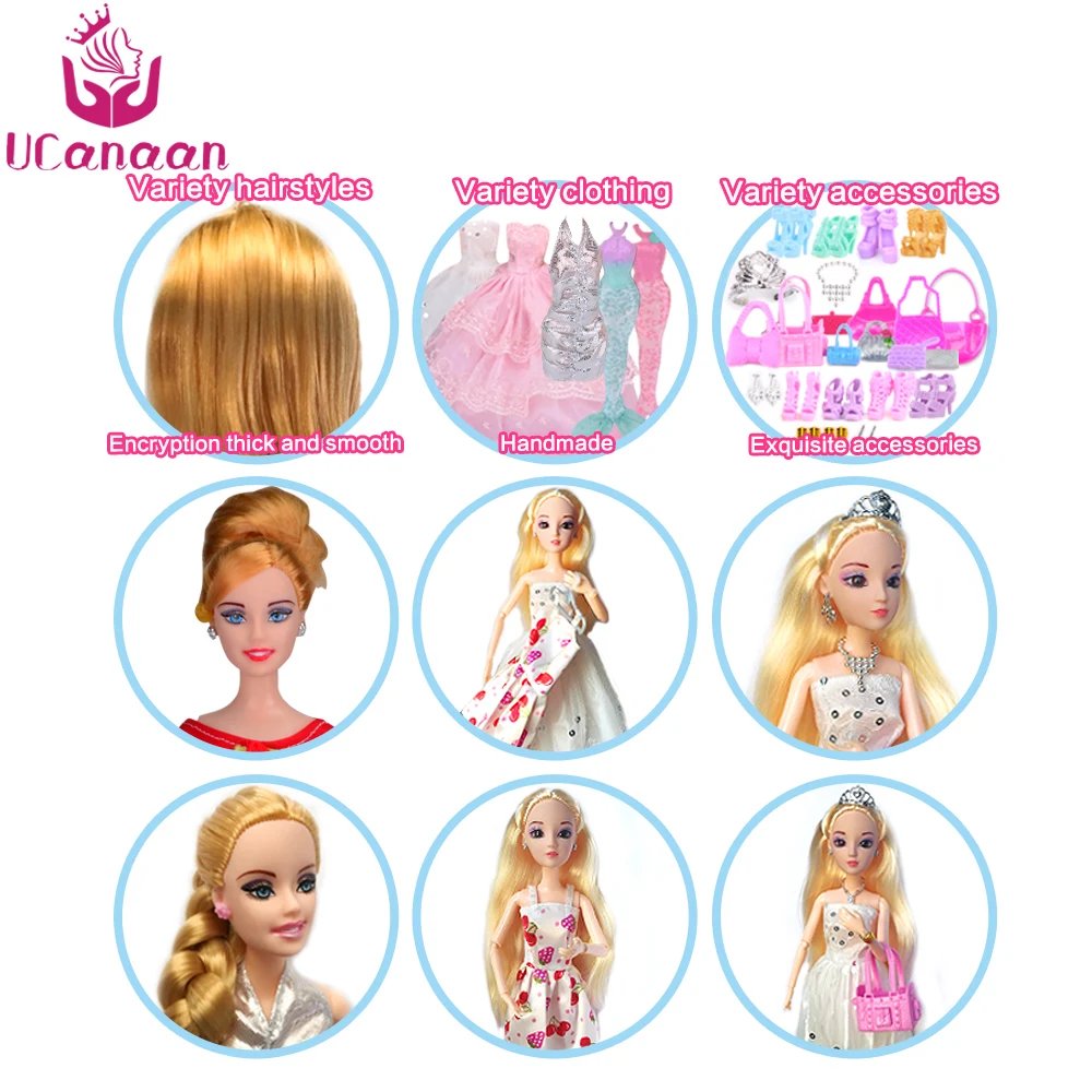 UCanaan DIY Dressup игрушки для девочек набор кукла принцессы детей подвижное шарнирное