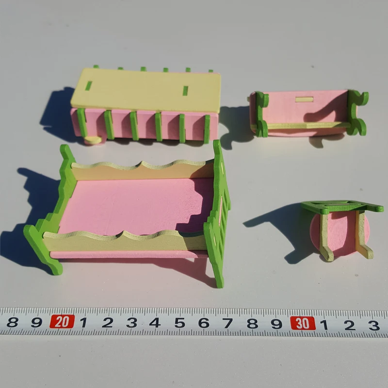 T01-X600 جديد الأطفال هدية الاطفال لعبة خشبية أثاث بيت الدمية مجموعة DIY ألعاب تعليمية غرفة نوم الحمام 2 مجموعة/وحدة