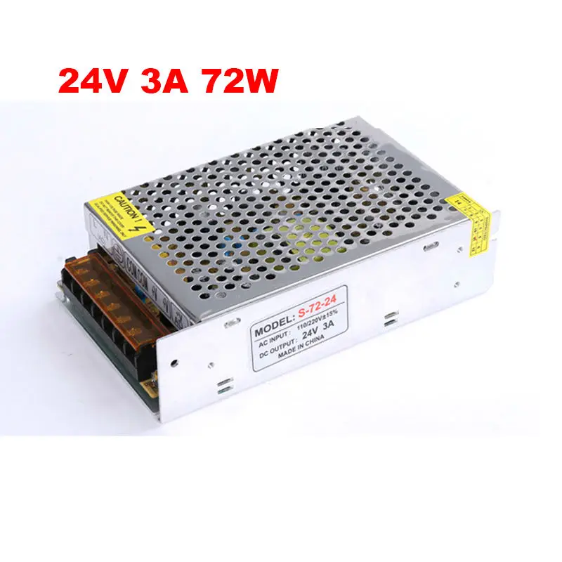 Ac/dc 24V 3A 72W Светодиодный источник питания светодиодный драйвер DC24V алюминиевый AC