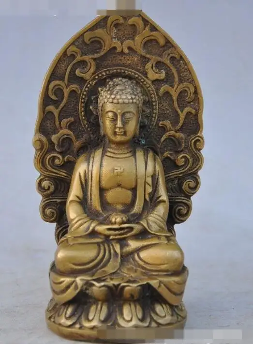 

S00532 Chinese Buddhism fane bronze Joss sakyamuni Shakyamuni Tathagata buddha statue (B0328)