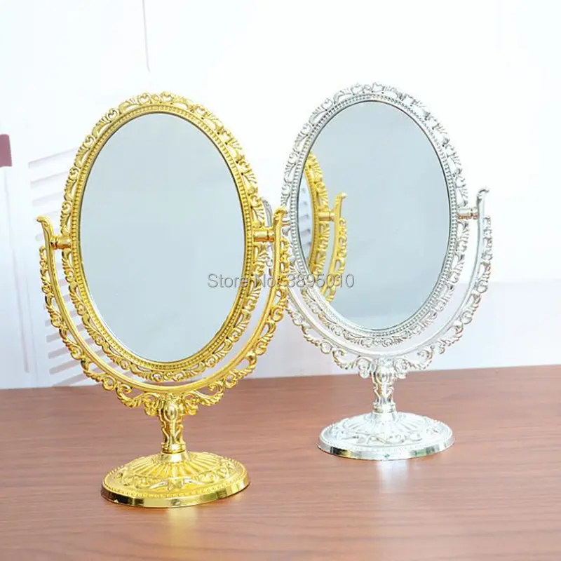 Europe Desktop Makeup Decorative Mirror Retro Double-sided Vanity Simple Large Portable Oval Figurine F1084 | Красота и здоровье