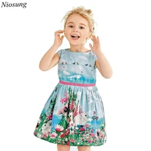 Niosung 2016 New Fashion Baby Girl Cotton Dress Clothes Children Princess Party Sleeveless Dresses Kids Childs Clothing v