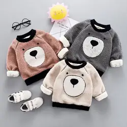 Осень-зима для девочек и мальчиков одежда для малышей с рисунком героев из мультфильма Флисовые Кофты Пальто для Новорожденные Детские