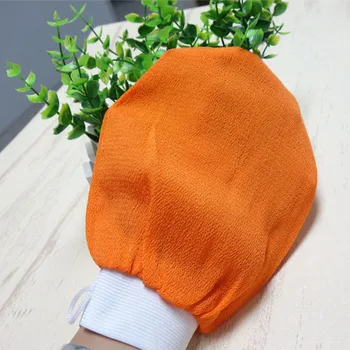 

5pcs/lot Orange color morocco hammam scrub mitt magic peeling Black glove exfoliating tan removal mitt(normal coarse feeling)