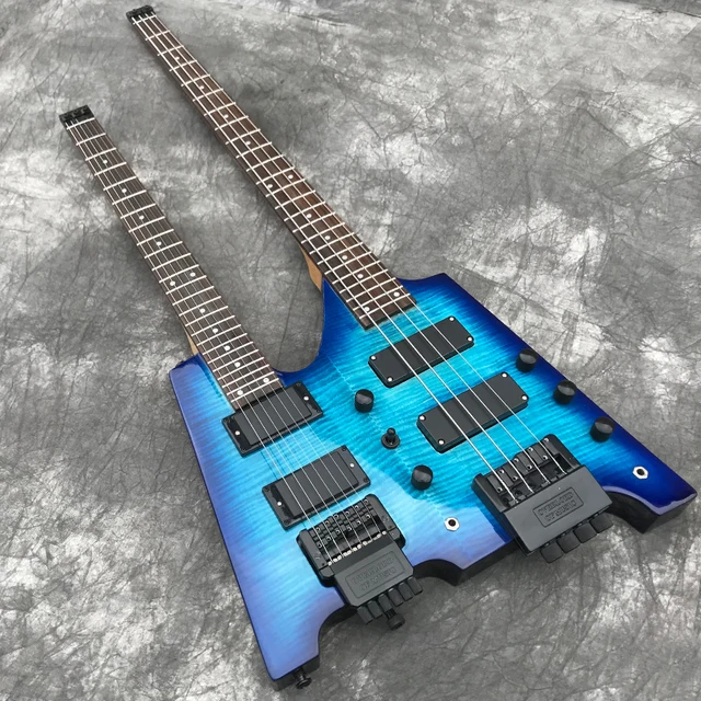 Double necks Headless Electric guitar Flamed Maple top, 6 string