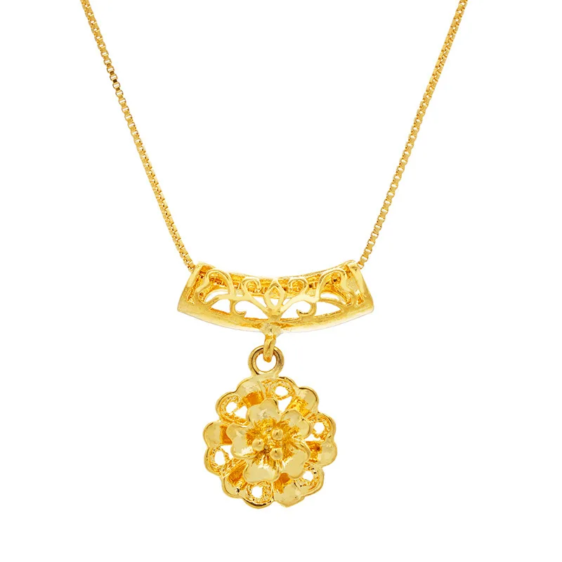 24 K золотые подвески и ожерелья для женщин без выцветания/нет аллергии Цветочный стиль без цепочки